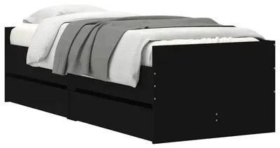 Produktbild von vidaXL Bettgestell mit Schubladen Schwarz 90x190 cm