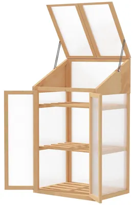 Immagine prodotto di Mini serra in legno con 3 ripiani | Colore: marrone | Dimensioni: 50x70x120 cm