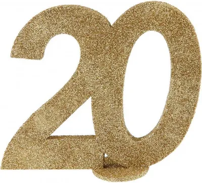 Produktbild von XXL Tischdeko Zahl 20 Geburtstag Gold Glitzer 1 Stück