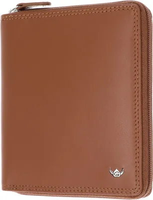 Zdjęcie produktu dla Złoty portfel skórzany Polo RFID Protect z zamkiem błyskawicznym 3302 Koniak brązowy
