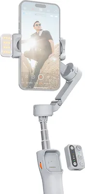 Produktbild von hohem iSteady X3 ausziehbarer 3-Achsen-Smartphone-Gimbal-Stabilisator faltbarer Telefon-Vlog-Gimbal Smart Tracking eingebauter Akku mit magnetischem LED-Fuelllicht Mini-Stativ abnehmbare Fernbedienung 300 g Tragkraft Ersatz fuer iPhone 16/15/14/13/12/11
