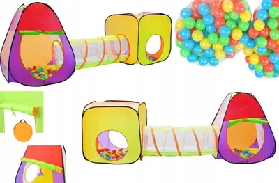 Produktbild von Kruzzel Spielhaus mit Tunnel und Bällen für Kinder