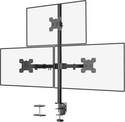 Image de Support d'écran LCD à triple réglage pour installation au bureau - jusqu'à 27 pouces