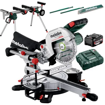 Produktbild von Metabo Akku Kappsäge Säge Ladegerät KGS 18LTX BL 216 + Untergestell KSU 251 Set