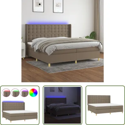 Produktbild von The Living Store Boxspringbett mit Matratze & LED Taupe 200x200 cm Stoff