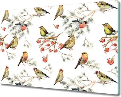 Produktbild von Glas Schneidebrett Herdabdeckplatten Schneideplatten - 80x52 cm - Vögel auf Ästen
