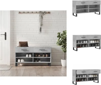 Zdjęcie produktu dla vidaXL Ławka na buty betonowa szara 102x35x55 cm materiał drewnopochodny - Stojaki i szafki na buty