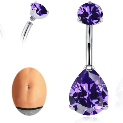 Zdjęcie produktu dla Solidchoice - Piercing do pępka z tytanu, hipoalergiczny, z opalizującą cyrkoną