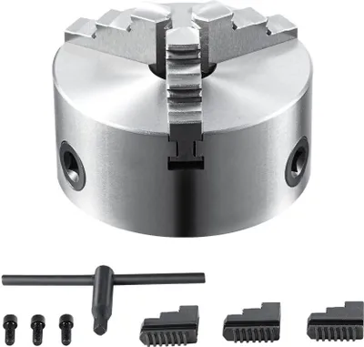 Obrázek produktu pro Soustružnické sklíčidlo K11-160 160 mm - tříčelisťové sklíčidlo HT300 materiál - rozsah upnutí tříčelisťového sklíčidla 3,5-160 mm - tříčelisťové, 20Cr, ≥53HRC - vrtání φ45 mm - soustružnické samostředicí sklíčidlo