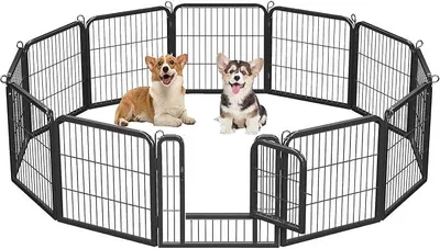 Produktbild von 12-teilig Welpenauslauf 60cm Hoch,Hundelaufstall mit Türen,Faltbares Kleintiergehege,Automatische Verriegelung,Freigehege für Garten, für Hunde, Kaninchen, Kleintiere, Katze