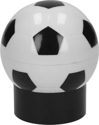 Produktbild von Kapselheber "Football" - Innovativer Push-Up-Flaschenöffner in Fußballform - geeignet für alle Kronkorken - schwarz/weiss