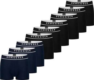Produktbild von Schiesser 9er Pack 95/5 Organic Baumwolle Retro Short / Pant Körpernahe Shorts mit Webgummibund , Kontraststarke Logo-Prägung am Bund, Elastische Single-Jersey-Qualität
