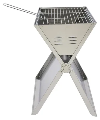 Produktbild von Klappbarer Grill - Tragbarer Holzkohlegrill aus 410 Edelstahl - Grillrost & Kohlerost - Für Outdoor Cooking, Camping & Picknick - Für 3–5 Personen - Silber