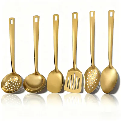 Produktbild von Ein 12-teiliges goldenes Set von Küchenhelfern aus Edelstahl