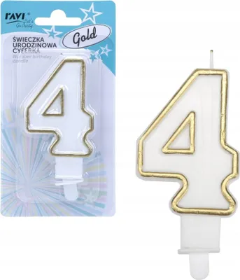 Immagine prodotto di Candela di compleanno numero 4 oro