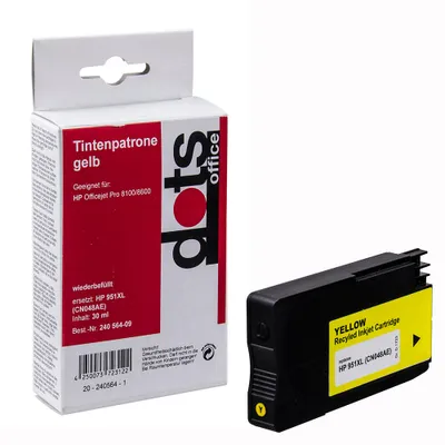 Produktbild von dots gelb Druckerpatrone kompatibel zu HP 951XL (CN048AE)