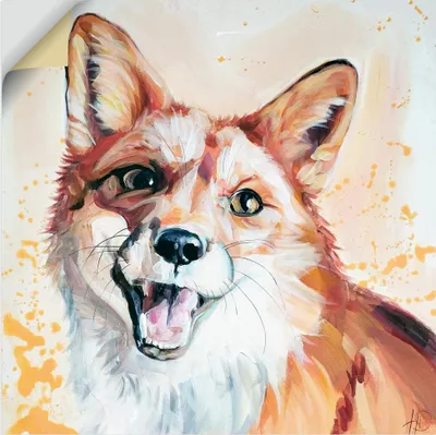 Produktbild von ARTland Wandbild, selbstklebend Lächelnder Fuchs Größe: 40x40 cm