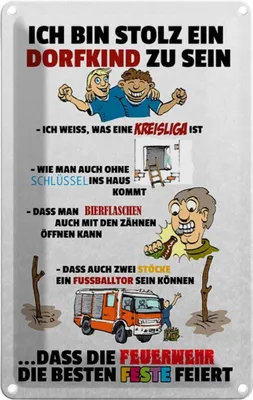 Produktbild von vianmo Blechschild 18x12 cm Stolz Dorfkind Teens Spruch Zitat zu sein Witz Humor Lustig Spaß Kids Kinder