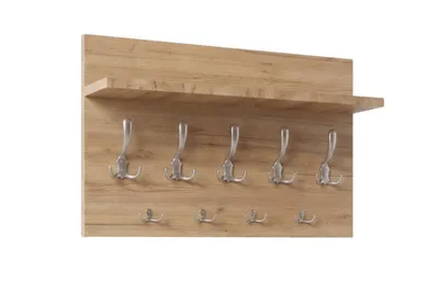 Produktbild von Wandgarderobe "Craft Eiche Gold" 69 cm | Flurgarderobe mit Ablage & 9 Haken | Kleiderhaken Paneel für Diele & Flur