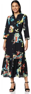 Produktbild von Desigual Damen Bruselas Midi Hemdblusenkleid schwarz S
