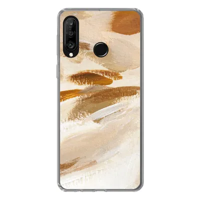 Produktbild von MuchoWow® Handyhülle Schutzhülle Hülle für Huawei P30 Lite Farbe - Beige - Weiß Silikon Softcase Handy Hülle - Handyhülle