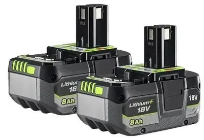 Image de Batterie lithium-ion, capacité de 8000 mAh, compatible avec les outils 18V, lot de 2 batteries de 8,0 Ah
