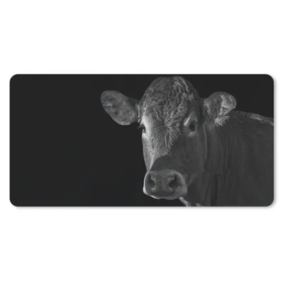 Produktbild von MuchoWow® Schreibtischunterlage Kuh - Tiere - Schwarz - Weiß - Porträt 80x40 cm - XXL Mauspad - Gaming Mauspad