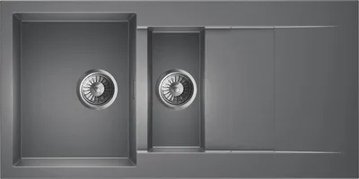 Produktbild von Granitspüle - Spülbecken - Küchenspüle - 100 x 50 cm - Dunkelgrau - Einbauspüle - Hochwertig, Pflegeleicht, Platzsparend, mit Siphon, Cascada 150
