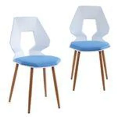 Produktbild von 2er 4er Set Design Stühle Esszimmerstühle Küchenstühle Wohnzimmerstuhl Bürostuhl Kunststoff  , Menge:2 St.;Farbe:Weiß / Hellblau