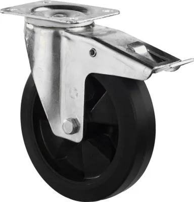 Produktbild von BS Rollen Lenkrolle B60 mit Totalfeststeller Durchmesser 125mm Tragfähigkeit 150kg Elastic-Vollgummireifen - LS420.B60.125