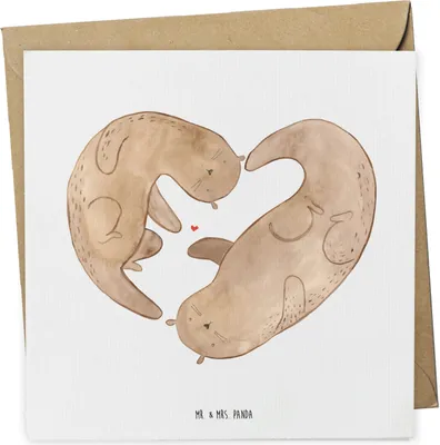 Produktbild von Mr. & Mrs. Panda Grußkarte Otter Valentine - Weiß - Geschenk, faltkarte, Valentinstag, Freundin, Mitbringsel, für, Hochzeitstag, Frauen, Partner, Glückwunschkarte