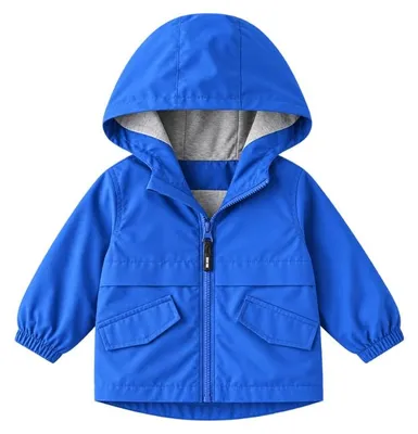 Immagine prodotto di Giacca antivento OrJana per bambini, con cappuccio, cerniera e tasche, colore blu, taglia 2-3 anni