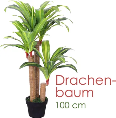 Image de Dragonnier Dracéna Plante Artificielle Artificiel Plastique avec Pot 100cm Decovego