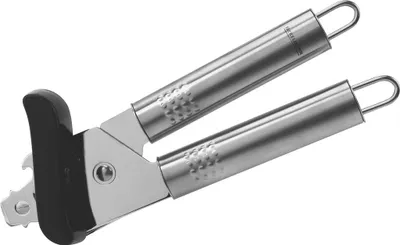 Image de Fackelmann ouvre-boîte OVALGRIFF, ouvre-boîte pratique en acier inoxydable, ouvre-boîte universel avec poignée ergonomique (couleur : argent)