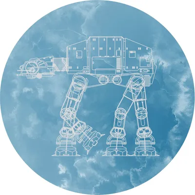 Produktbild von Disney selbstklebende runde Tapete Star Wars AT-AT Blau - 610394 - Ø 128 cm