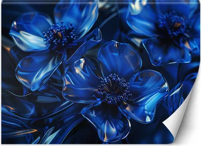 Produktbild von Vlies fototapete Blaue Glasblumen 3D Makro 200x140 cm Feeby Blau inkl. Kleber einfache Montage