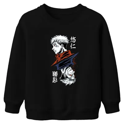 Obrázok produktu pre Jujutsu Kaisen Yuji Itadori Dvojtvárna kliatba Anime Darček Uni detská mikina, čierna, 140