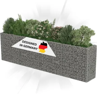 Produktbild von DELUKE® Gabionen Hochbeet ROON aus Stahl | 360x50x100cm | Steinkorb Gabionengitter Ziergabione Steingabione Drahtkorb befüllbar