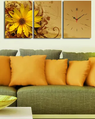 Produktbild von Opviq, 3P3040CS- CLA2689, Bunt, Wanduhren, 96 x 40 cm, 100% Wildleder -Leinwand