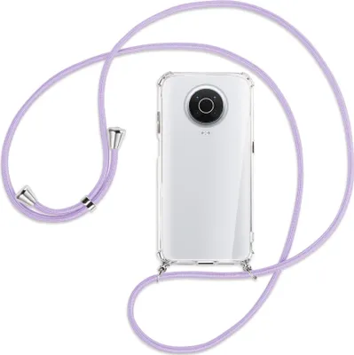 Produktbild von Handykette Backcover-Schutzhülle mit Band (Metall silberfarben) für Nokia G10, G20 (Nokia 6.3) - violett