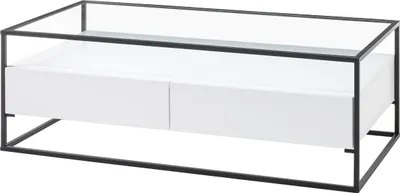 Produktbild von Couchtisch >EVORA< 2 Schübe, Ablage, weiss / Glas - 120x40x60 (BxHxT)