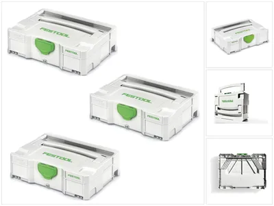 Image de Festool Systainer T-LOC SYS 1 TL 3x Coffrets à outils - Gris clair - Combinables (497563)