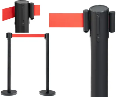 Produktbild von SEVICO Personenleitsystem Absperrpfosten Absperrständer schwarz mit rotem Band V63
