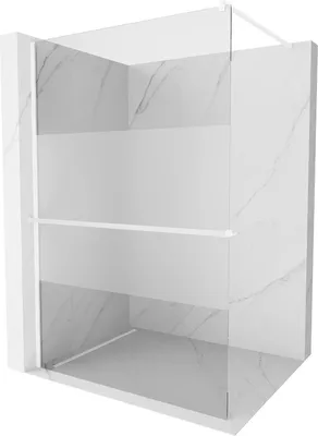 Image de Mexen Kioto+ paroi de douche avec tablette de plain-pied 120 x 200 cm, transparent/opaque, blanc - 800-120-121-20-35
