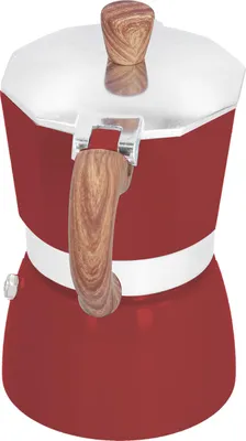 Image de Cafetière Moka octogonale pratique en aluminium (150 ml) pour la maison, le bureau et la cuisine, rouge