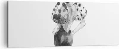 Produktbild von Bild auf Leinwand - Leinwandbild - Einteilig - Frau Aquarell Schwarz - 140x50cm - Wand Bild - Wanddeko - Wandbilder - Leinwanddruck - Bilder - Wanddekoration - Leinwand bilder - AB140x50-4805