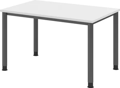 Produktbild von bümö Schreibtisch Serie-H - Nachbildung: Weiß, Größe:  120 x 80 cm, Gestell: Graphit