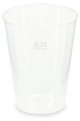 Produktbild von 125x Mehrwegbecher Pfandbecher transparent stabil+ PP 0,2L Eichstrich Ø 76mm