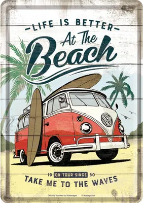 Produktbild von Nostalgic-Art - Blechpostkarte - Volkswagen - VW Bulli Beach