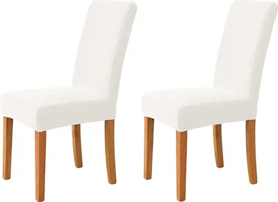 Produktbild von Stretch Stuhlhussen, Weiche Beschützer Stuhlhussen Anti-rutsch Stuhlhussen Stuhlbezug für Stuhl Esszimmer Für Bankett, Satz von 2, Sahne